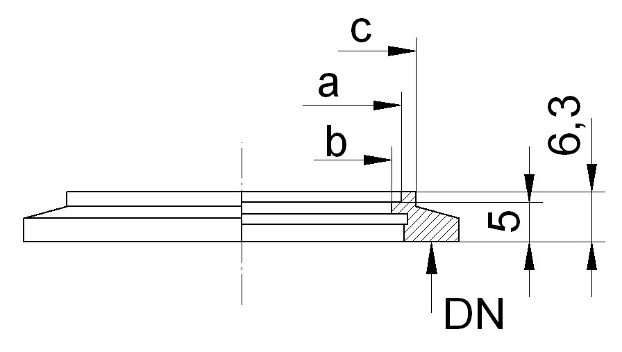 KF Einschweißfl. VA 1.4404 NW 16 Øa=18,3 / Øb=16 / Øc=20,3