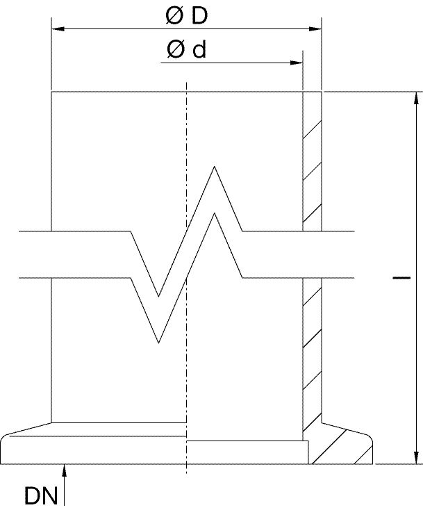 ISO-K Flansch mit Rohransatz lang VA, 1.4404