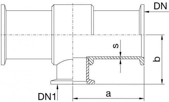 Bild 2 - Reduzier-T-Stck VA NW 50/10 a=75 / b=45 / s=1,5