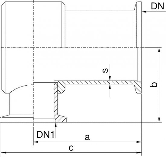 Bild 2 - Reduzierwinkelstck VA NW 40/25 a=65 / b=50 / c=84