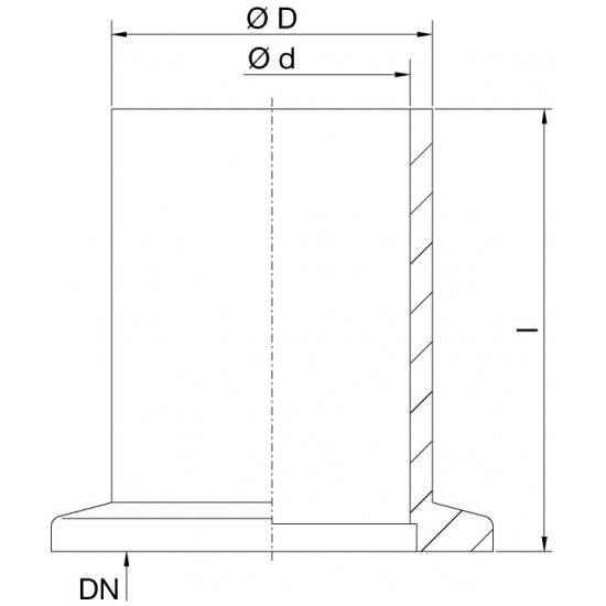 Bild 2 - KF mit Rohransatz Stahl kz NW 32 l=25 / D=38 / d=32