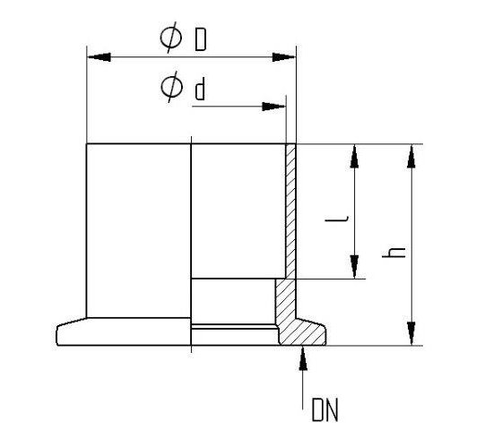 Bild 2 - KF Ltflansch metrisch MS NW50 fr CU-Rohr d=54x2 / D=57 / I=29 / h=40
