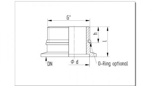 Bild 2 - KF Einschr.Fl. MS vern. m.Au.Gew.NW 25 1 Zoll h=15 / l=26,5 / OR=30x3