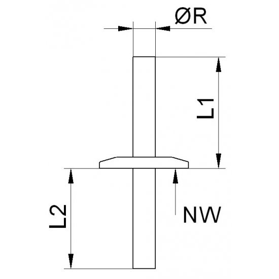 Bild 2 - Flssigkeitsdurchfhrung einfach 1.4301 NW16 R=10 / L1=50 / L2=45