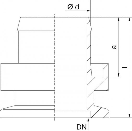 Bild 2 - PVC-Anschlustutzen MS vern. NW 25 d=27,5 / l=37 / a=22