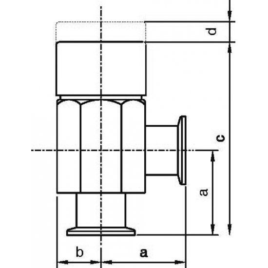 Bild 2 - Federb.-Eckventil mit Spindel Al NW 25 a=50 / b=25 / c=114 / d=12