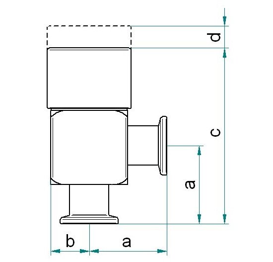 Bild 2 - Federb.-Eckventil mit Spindel VA NW 40 a=65 / b=32 / c=140 / d=16