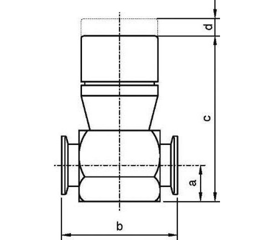 Bild 2 - Fb.-Durchg.Vent.m.Spindel Al NW 25 a=25 / b=80 / c=108,5 / d=12