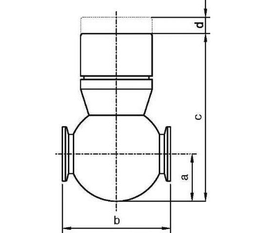 Bild 2 - Fb.-Durchg.Vent.m.Spindel VA NW 40 a=35 / b=80 / c=129 / d=12