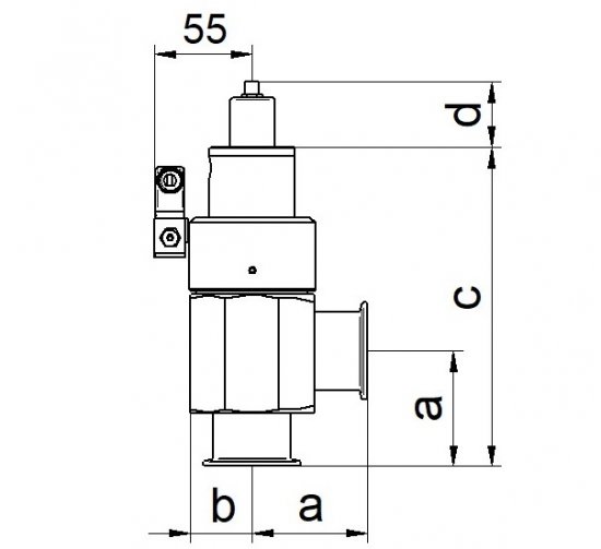 Bild 1 - Eckv.el.-pneum.Al NW40 offen mit einfachem LM mit SV c=170 d=58