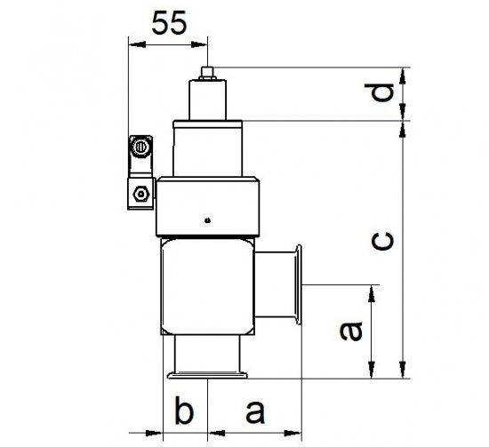 Bild 1 - Eckv.el.-pneum Edelstahl NW16 offen o.LM mit SV c=122 d=58