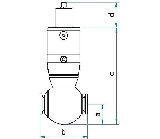 Bild 2 - Durchgangsvent.el.-pneum Edelstahl NW40 geschl. mit einfachem LM, Signal bei offenem Ventil c=170 / d=40