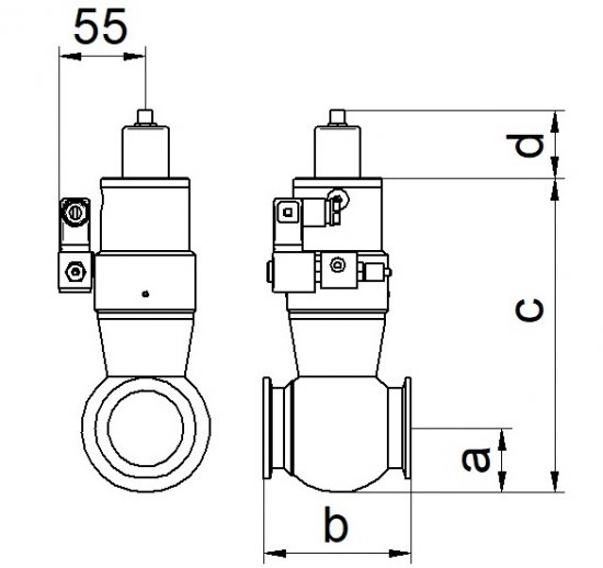 Bild 1 - Durchgangsvent.el.-pneum Edelstahl NW40 geschl.o.LM mit SV c=163 / d=58