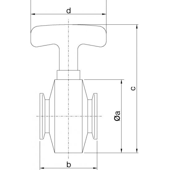 Bild 2 - Schmetterlingsventil NW 50 VA a=88 / b=60 / c=137 / d=80