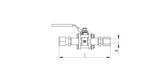 Bild 2 - Kugelhahn VA mit 12mm Doppelklemmringverschraubung 1.4408 (Swagelok-Adapter kompatibel) A=62mm / B=12mm