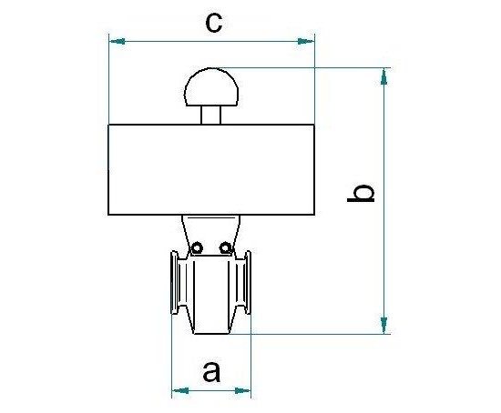 Bild 2 - Schmetterlingsventil elektropneumatisch VA NW 25 a=50 / b=170 / c=132 mit optischem LM ohne SV
