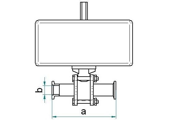 Bild 2 - KGH. KF 25 VA pneum. Antrieb o. LM m. SV a=140 / b=25
