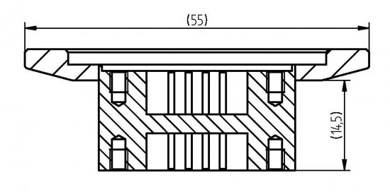 Bild 2 - KF SUB-D-Durchf. DN 40 - 9 Pins a=55 / b=14,5 / c=5