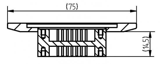 Bild 2 - KF SUB-D-Durchf. DN 50 - 15 Pins a=75 / b=14,5 / c=5