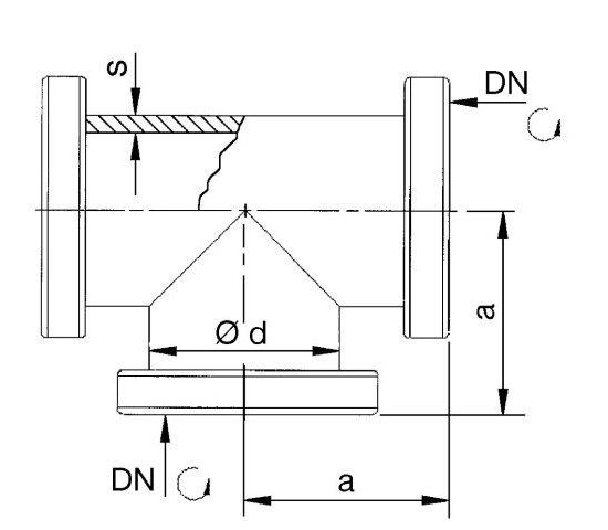 Bild 2 - CF-T-Stck 1.4404, 2 Flansche drehbar NW 63 a=105 / d=66 (70x2)