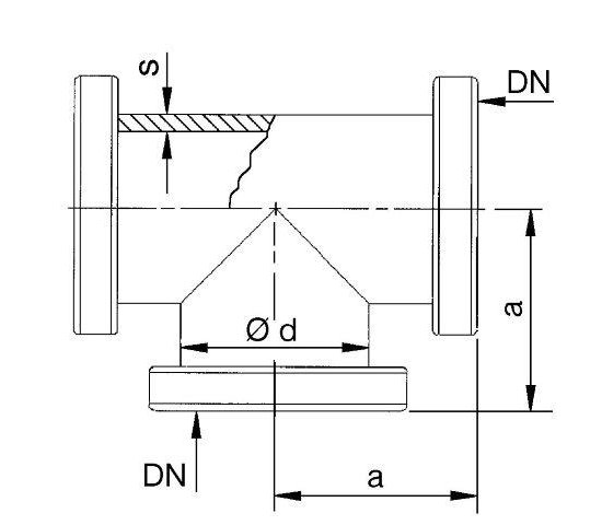 Bild 2 - CF-T-Stck 1.4306, Fl. fest DN 100 a=135 / d=100 (104x2)