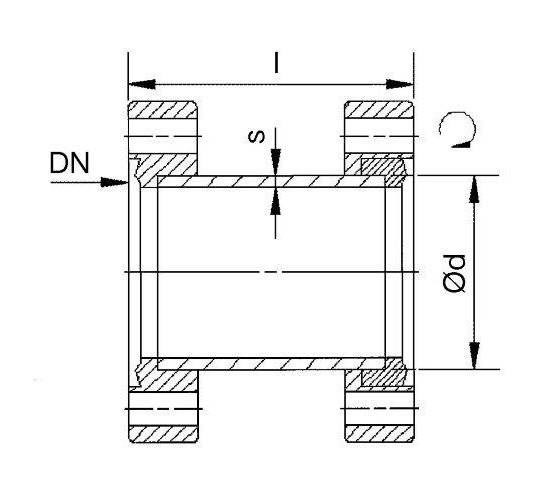 Bild 2 - CF-Zwischenstck 1.4404, 1 Flansch drehbar, NW 100 l=270 / d=104 / s=2