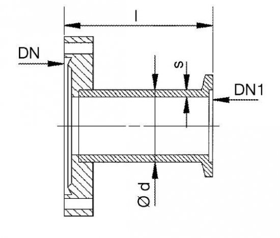 Bild 2 - CF-KF-bergangsstck, FL. fest, NW 40/40 KF I=50 / d=45 / s=2,5