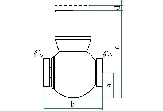 Bild 2 - Durchgangsventil CF handbet. DN 40 VA Geh. 2 Fl. drehbar c=130 / d=12