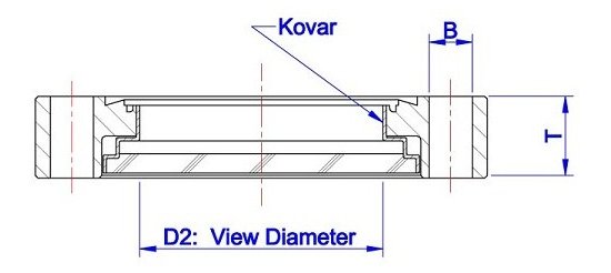 Bild 2 - CF Schauglas Borosilikat Edelstahl NW 40 D2=38 / B=6,7 / T=12,7