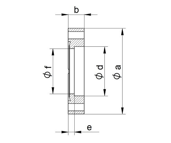 Bild 2 - CF-Schweiflansch 1.4404 fest NW 16 a=34 / b=7 / d=18 / f=16,5 / e=4,8