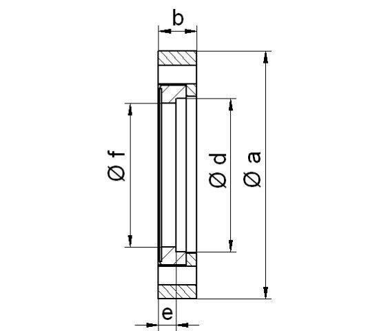 Bild 2 - CF-Schweiflansch 1.4306 drehbar NW 63 a=113,5 / b=17 / d=70,3 / f=66 / e=7,9