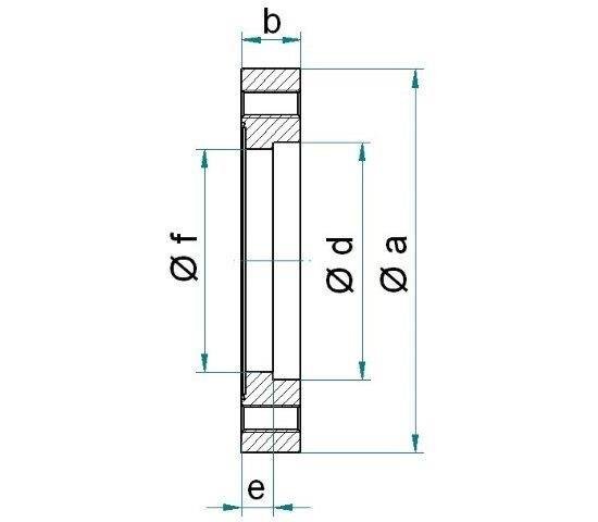 Bild 2 - CF-Schweiflansch 1.4306 fest m. Gewindelch. 160 a=203 / b=21 / d=154,3 / f=150,5 / e=9,5