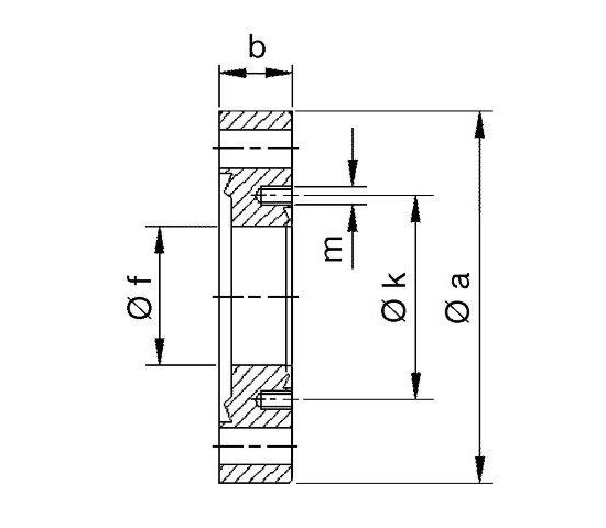 Bild 2 - CF-Reduzierflansch NW 160/63 a=203 / b=22,3 / f=66 / k=92,1 / M8
