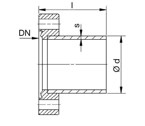 Bild 2 - CF-Flansch 1.4306 m. Rohransatz fest NW 200 l=167 / d=204 / s=2