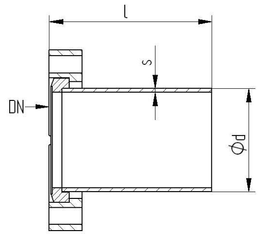 Bild 2 - CF-Flansch 1.4404 m. Rohransatz drehbar NW 200 l=167 / d=204 / s=2