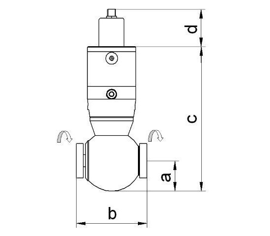 Bild 2 - CF-Durchgangsv.geschl. el.-pneu. VA, 2 Fl. dreh. Mit LM ohne SV DN 16 c=145 / d=40 (optional mit doppeltem LM)