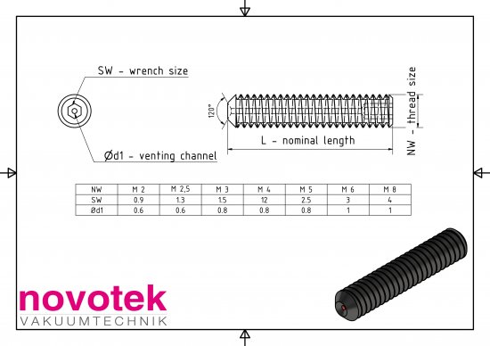 Bild 2 - Gewindestift m. Innensechskant u. Ringschneide ISO 4029 (DIN 916) M2,5x5, A2, mit zentr. Entlftung