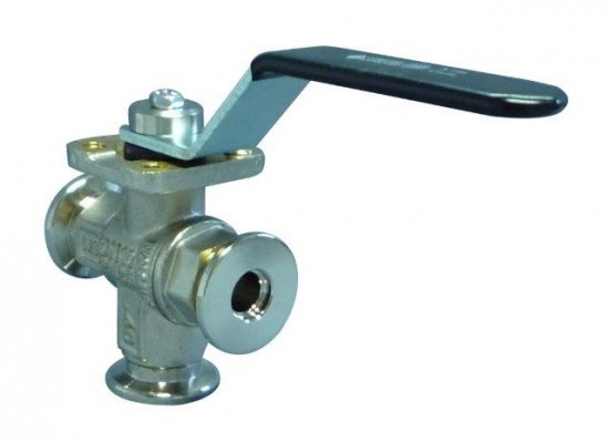 Bild 1 - Dreiwegekugelhahn MS vern. NW 40 a=70 / b=40 / c=76