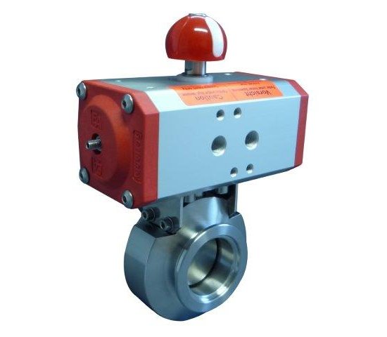 Bild 1 - Schmetterlingsventil elektropneumatisch VA NW 25 a=50 / b=170 / c=132 mit elektr. LM mit SV
