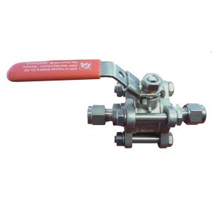 Kugelhahn VA mit 12mm Doppelklemmringverschraubung 1.4408 (Swagelok-Adapter kompatibel) A=62mm / B=12mm