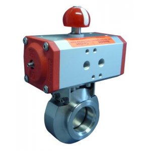Schmetterlingsventil elektropneumatisch VA NW 40 a=50 / b=185 / c=132 mit optischem LM mit SV